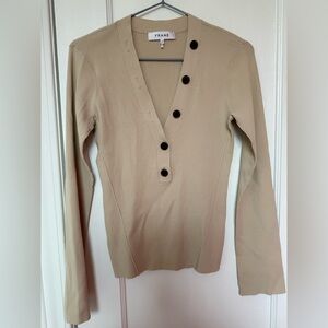 Frame Tan Ribbed Long-sleeve with Buttons